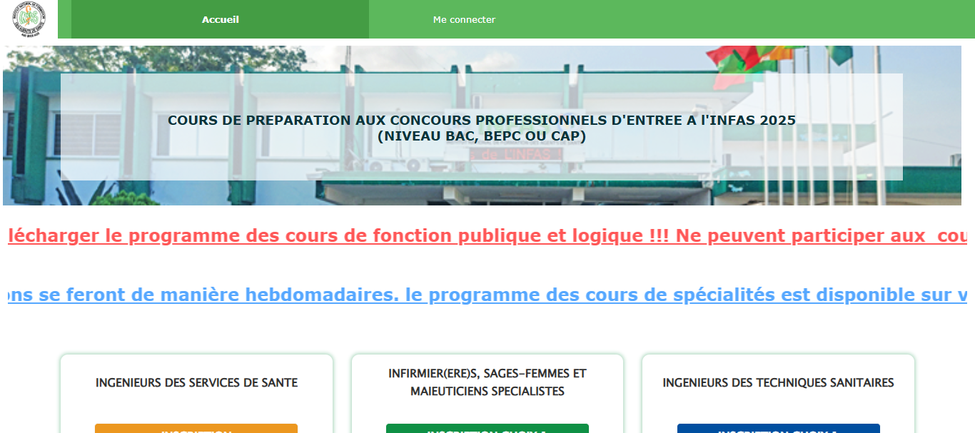 Côte d’Ivoire : Lancement des inscriptions pour les cours de préparation aux concours professionnels d’entrée à l’INFAS 2025